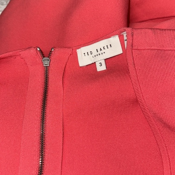 NWOT Ted Baker London Hayliy Puff Sleeve Knit Skater Dress Orange Sz TB 3 US 8 - Picture 5 of 5